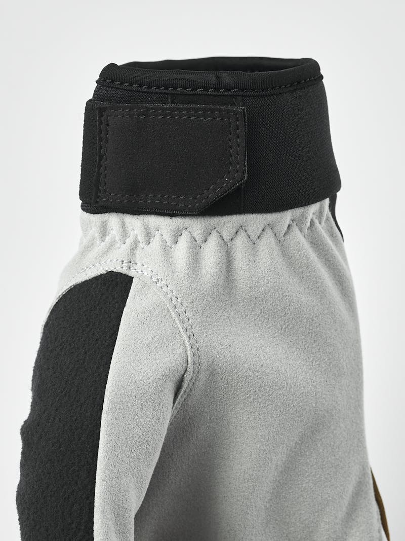 Black and orange fabric cross-country ski glove with gray synthetic suede palm  (7 of 10)
