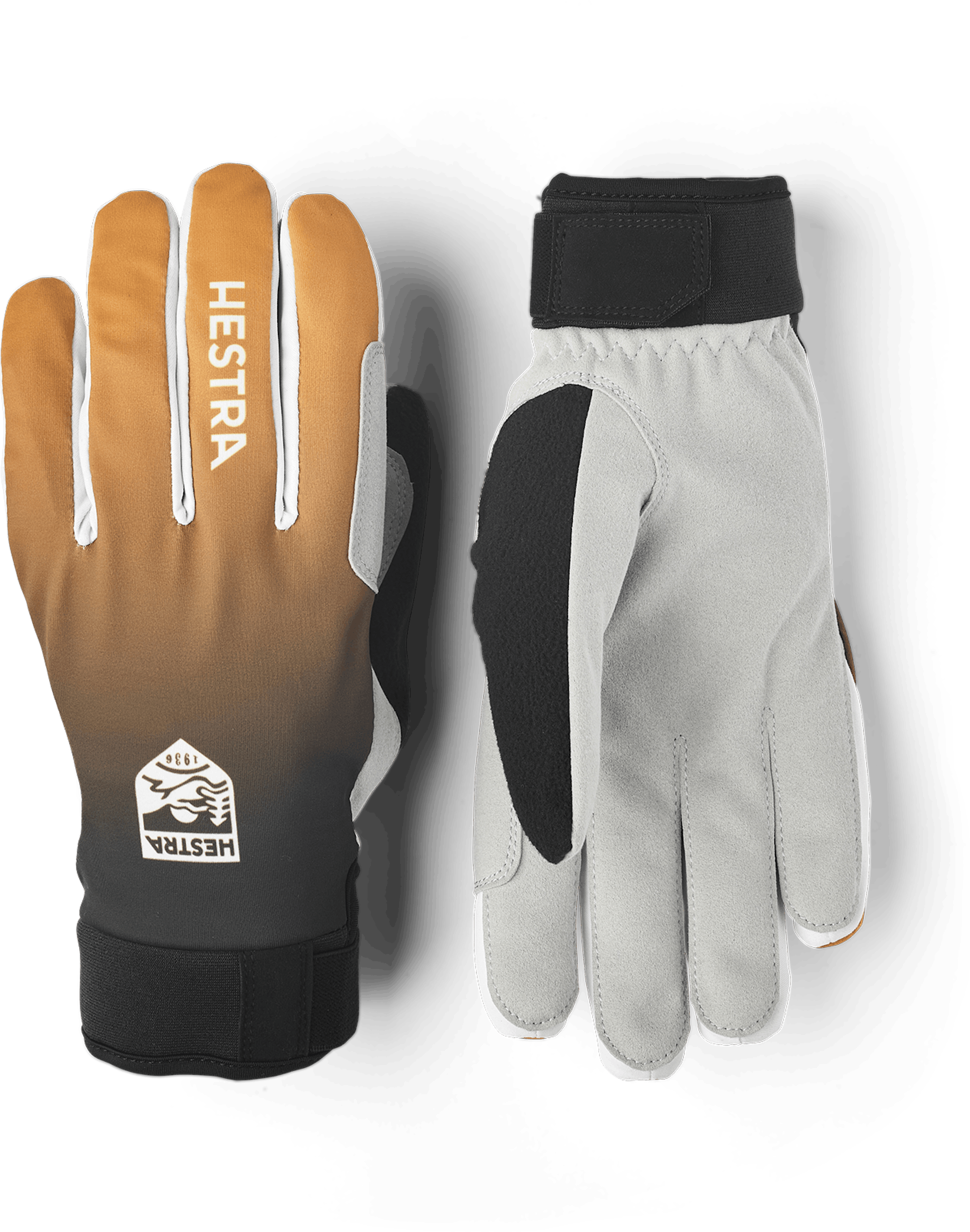 Svart och orange längdskidhandske i tyg med grå innerhand i syntetisk mocka 
 (1 av 10)