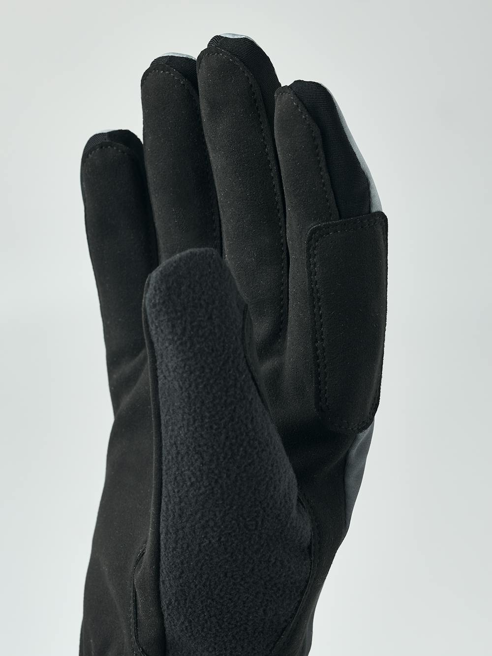 Dunkelgrauer Langlaufhandschuh aus Stoff mit grauer Innenhand aus synthetischem Wildleder (4 oder 5)