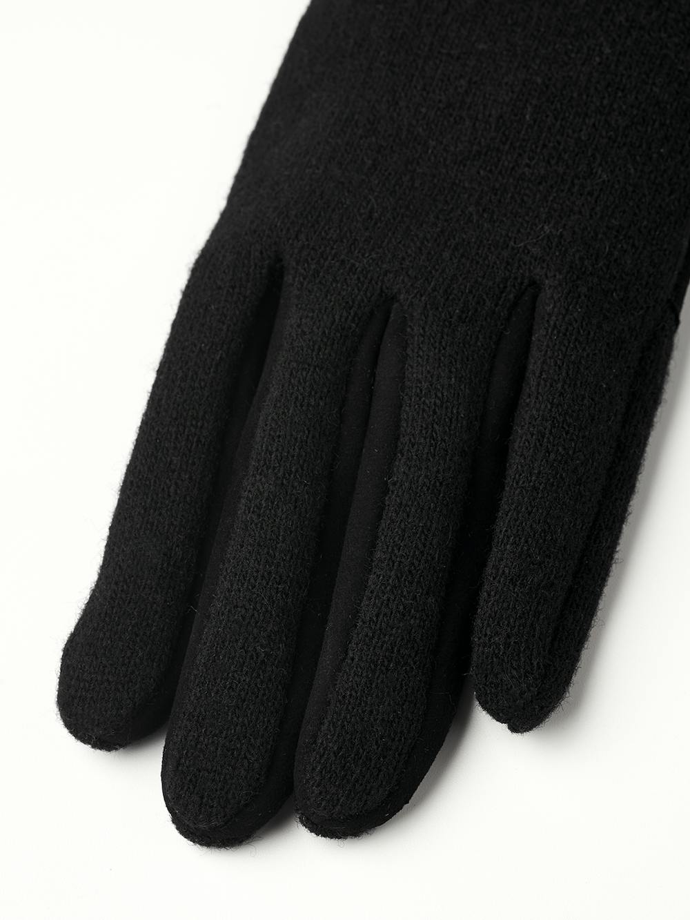 Black wool jersey glove with suede details
 (2 of 5)