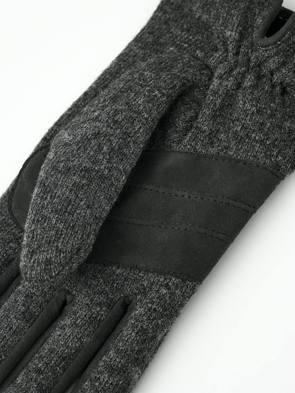 Dark gray wool jersey glove with suede details
 (5 of 5)