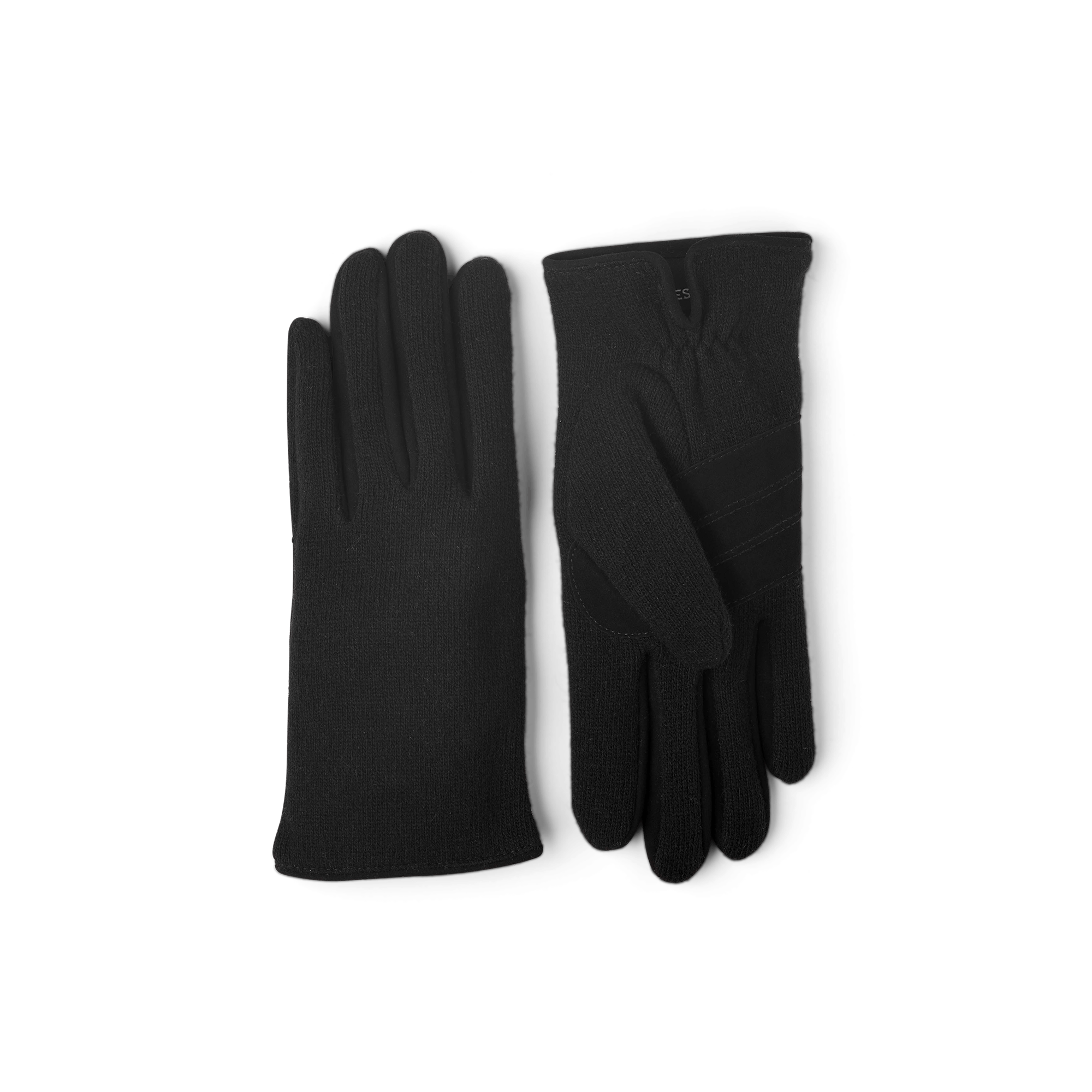 Black wool jersey glove with suede details
 (1 of 5)