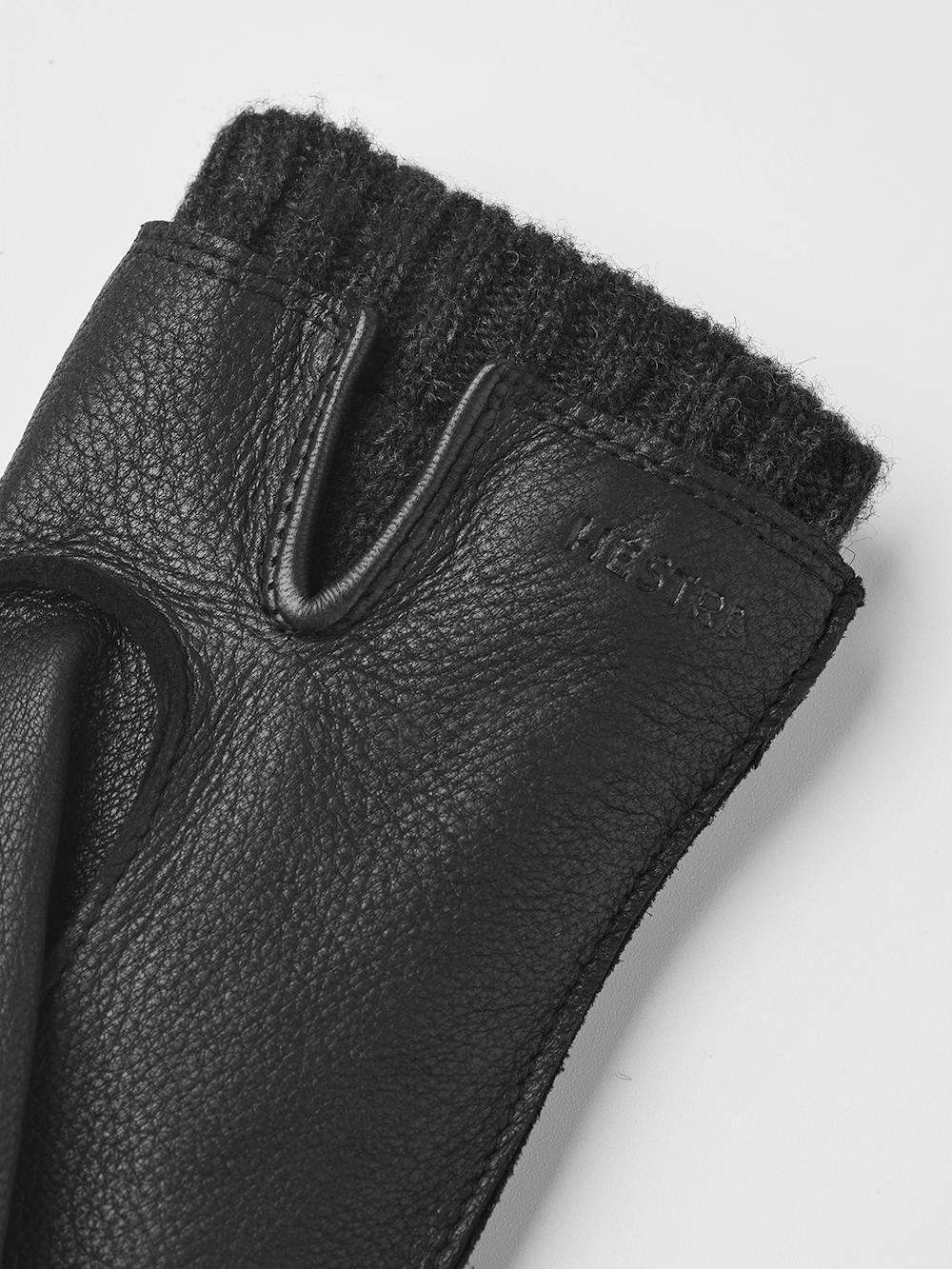 Black machine-sewn deerskin glove with extended wool lining
 (4 of 5)