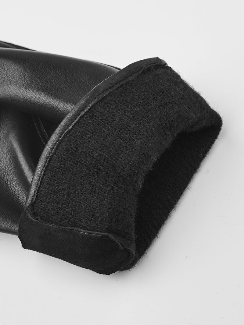 Black machine-sewn hairsheep leather glove with leather strap
 (3 of 5)